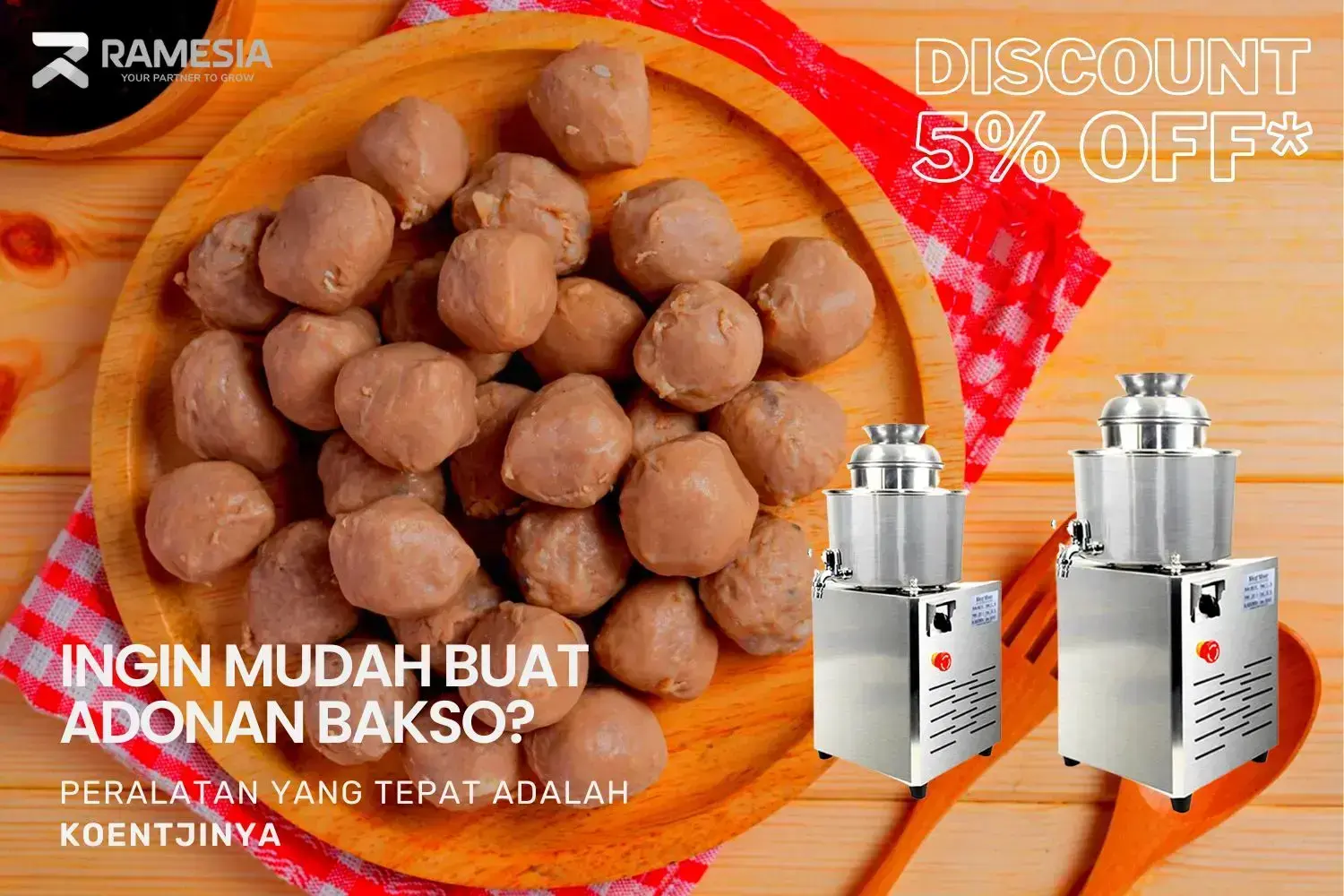 Banner diskon meat mixer untuk adonan daging