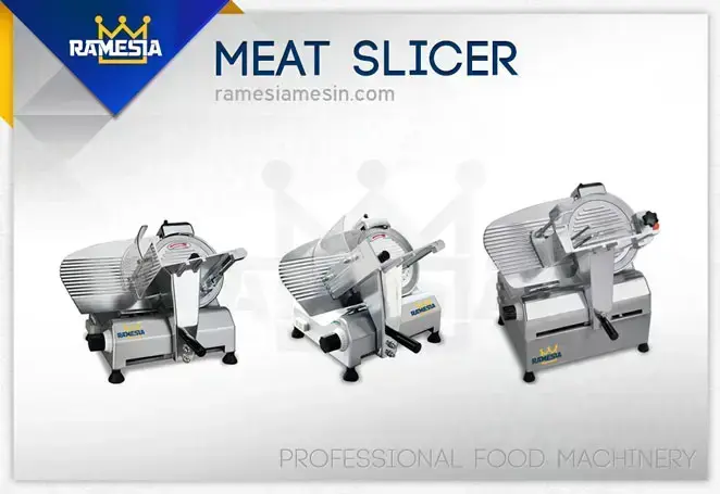 Pilihan Meat Slicer Ramesia Tiga model mesin meat slicer Ramesia pada banner produk