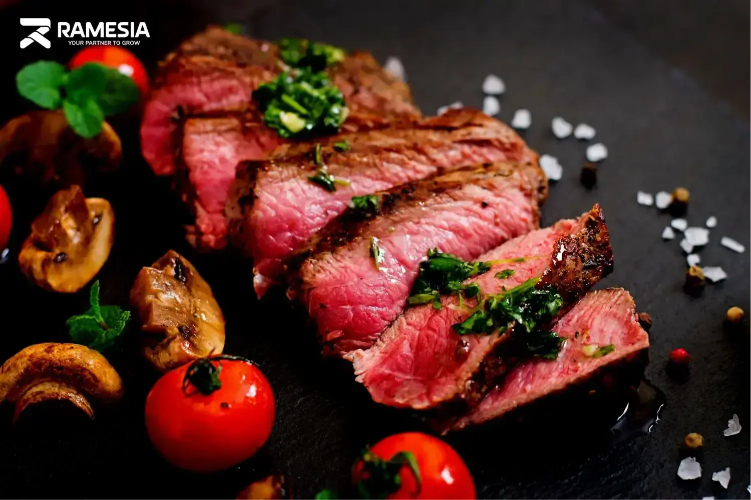Wagyu Beef Juicy Daging wagyu matang dari gas griddle