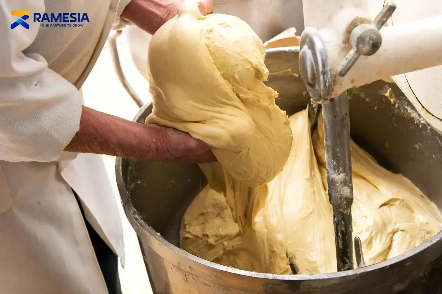 Baker dan Adonan Roti Baker mengolah adonan roti
