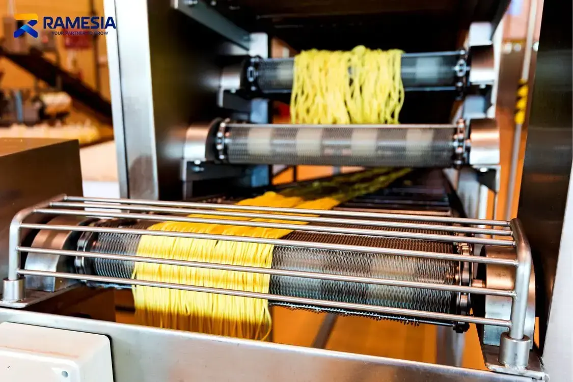 Produksi Mie Otomatis Proses produksi mie otomatis