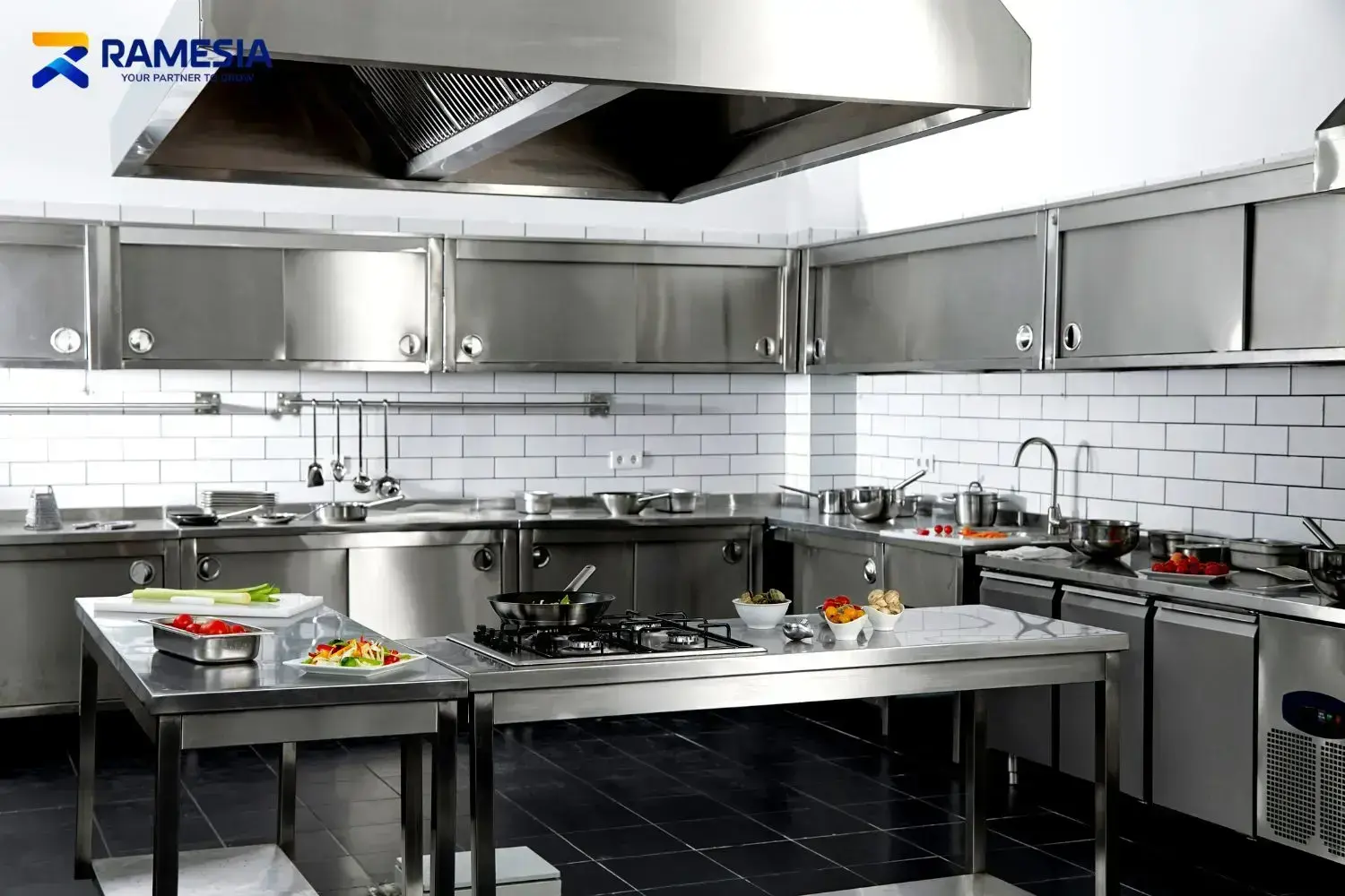 Dapur profesional dengan gas open burner